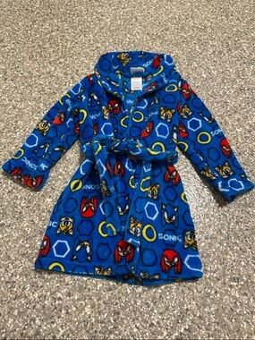 Sonic Themed Blue Kids Plush Robe with Hood